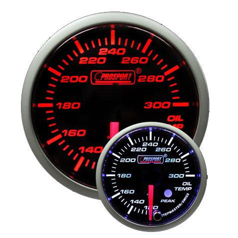 Prosport Premium Peak/Warning Oil Temp Gauge 60mm Amber/White